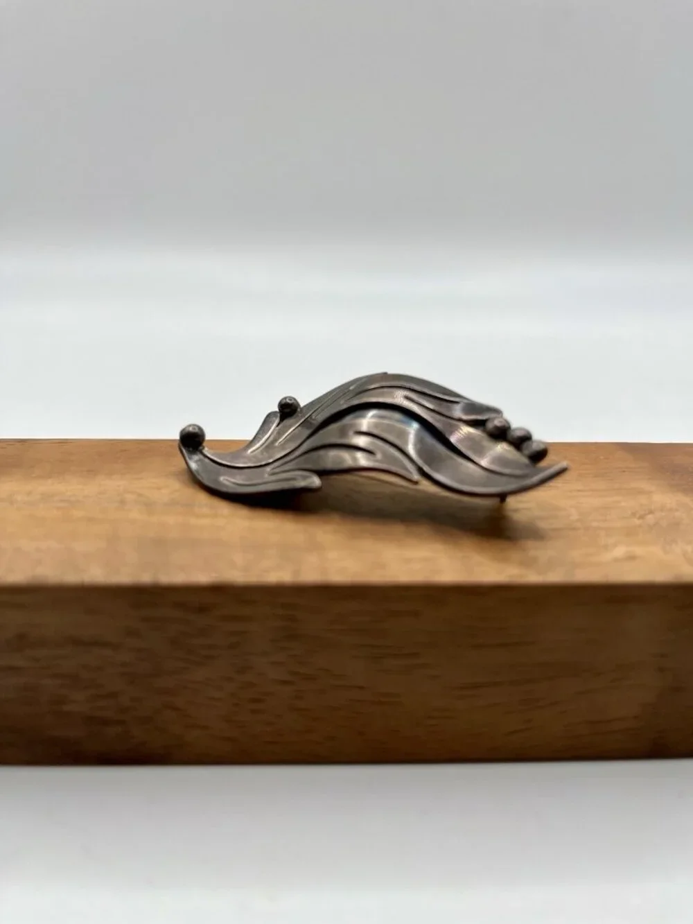 VTG Mid Century Mexican Sterling Silver Modernist Leaf Brooch Pin Mexico 14g MCM